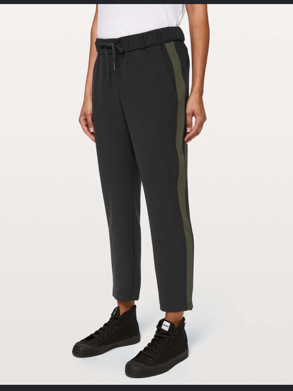 lululemon athletica Black Joggers with Olive Side Stripe